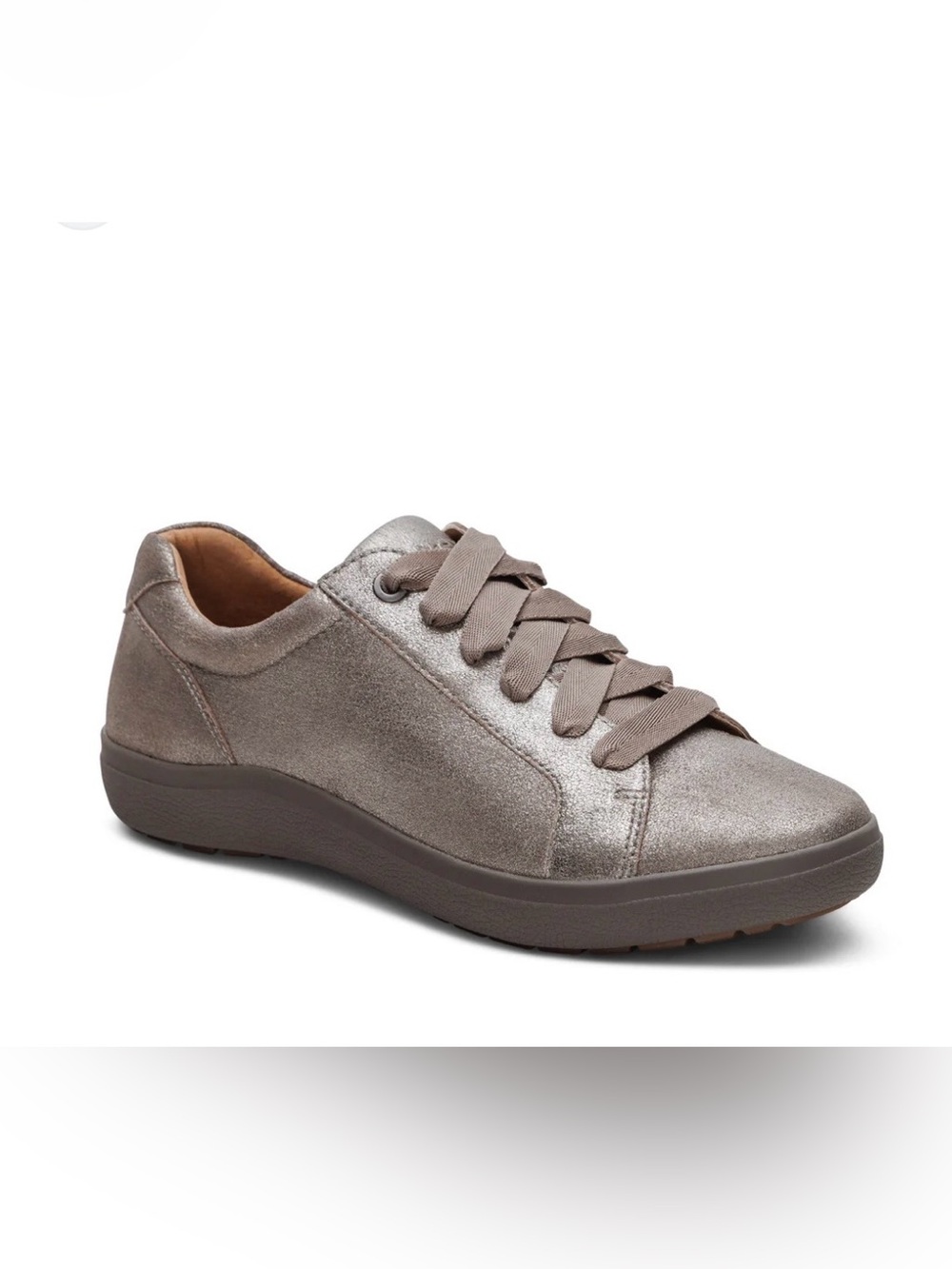 New Aetrex Courtney Brushed Silver Lace Up Sneakers - Picture 6 of 6